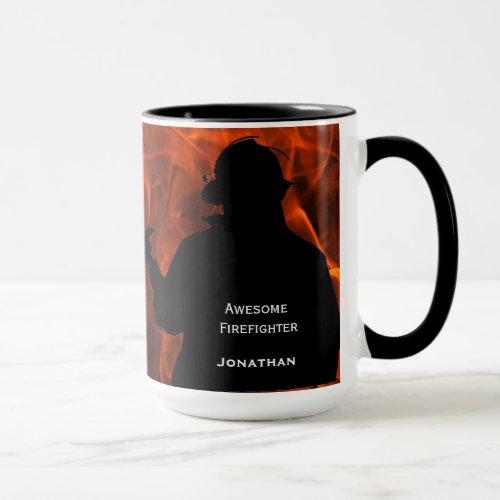 Personalized Firefighter Flames Mug