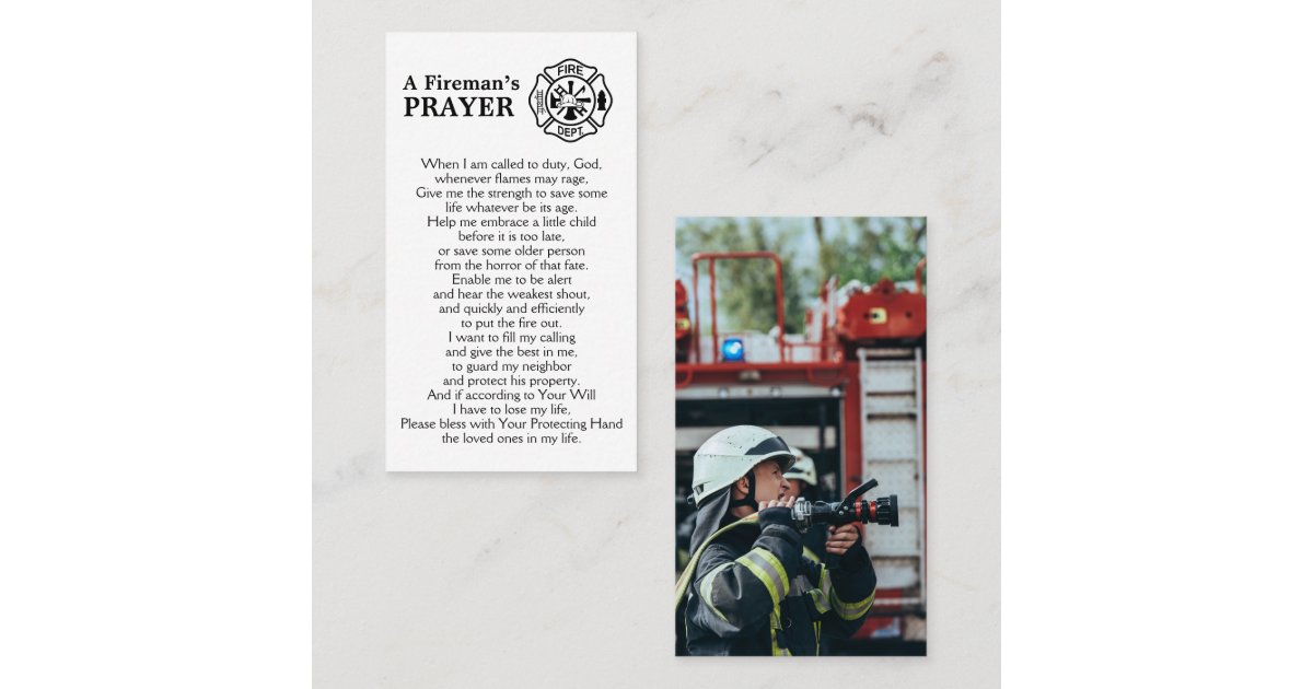 Personalized Firefighter Maltese Fireman's Prayer Business Card | Zazzle