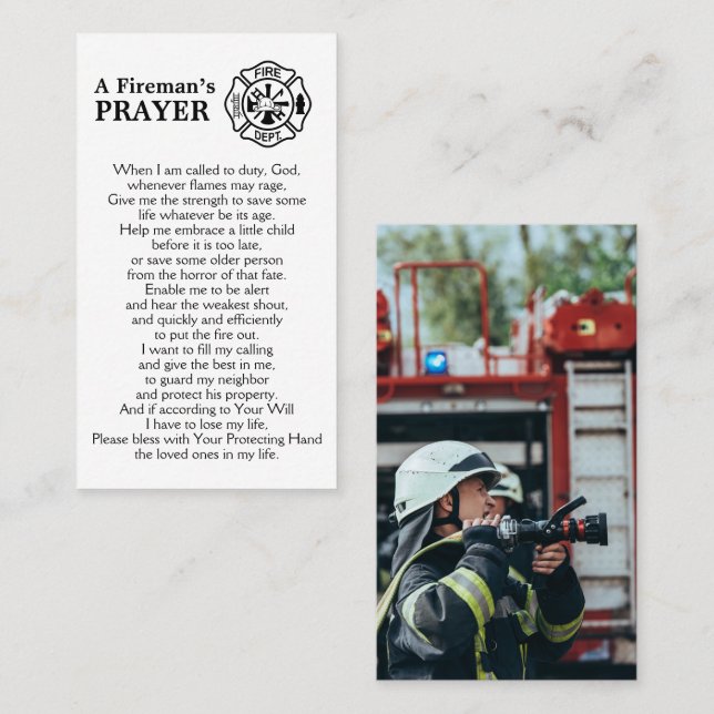 Personalized Firefighter Maltese Fireman's Prayer Business Card (Front/Back)