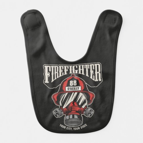 Personalized Firefighter Mask Fire Dept Helmet  Baby Bib