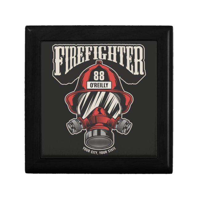 Personalized Firefighter Mask Fire Dept Helmet  Gift Box (Front)