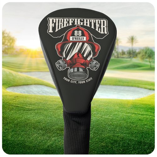 Personalized Firefighter Mask Fire Dept Helmet Golf Head Cover