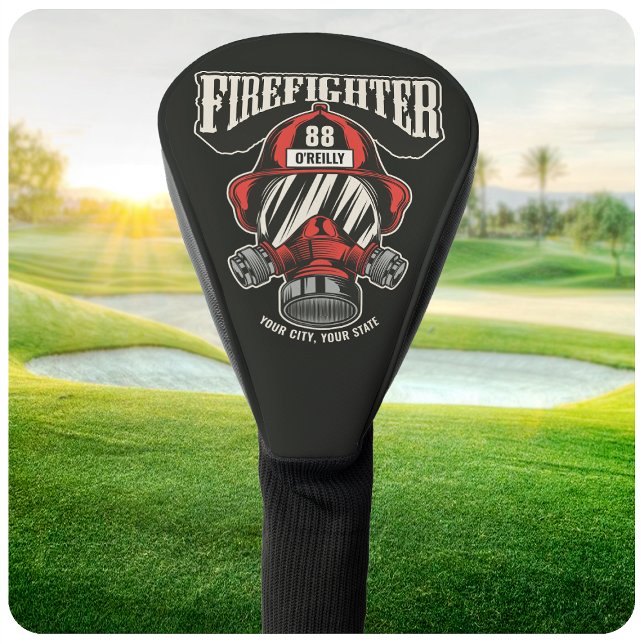 Personalized Firefighter Mask Fire Dept Helmet Golf Head Cover (Creator Uploaded)