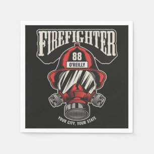 Personalized Firefighter Mask Fire Dept Helmet Napkins