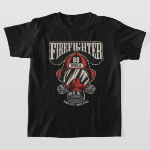 Personalized Firefighter Mask Fire Dept Helmet  T-Shirt