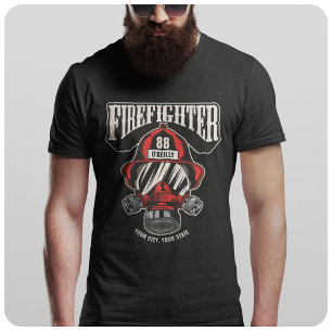 Personalized Firefighter Mask Fire Dept Helmet T-Shirt