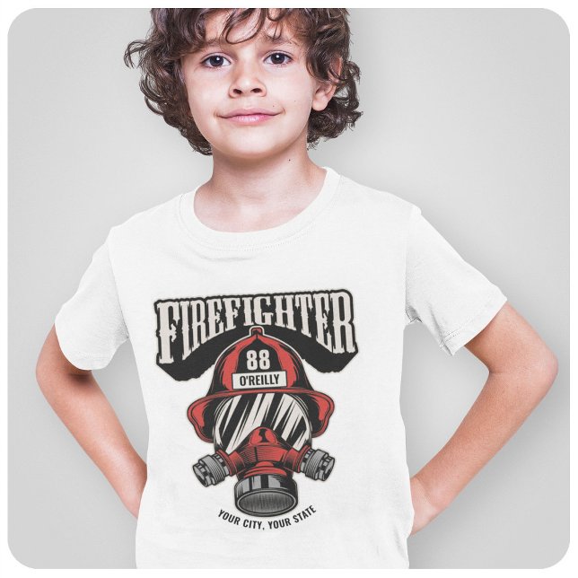 Personalized Firefighter Mask Fire Dept Helmet  T-Shirt (Creator Uploaded)