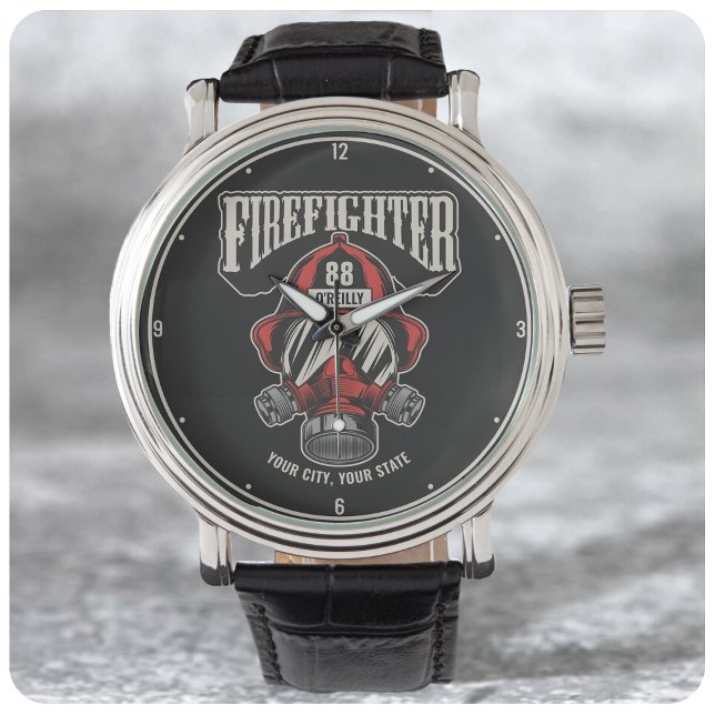 Personalized Firefighter Mask Fire Dept Helmet  Watch (Creator Uploaded)