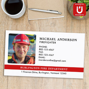 Personalized Firefighter Photo Fire Department Business Card Magnet