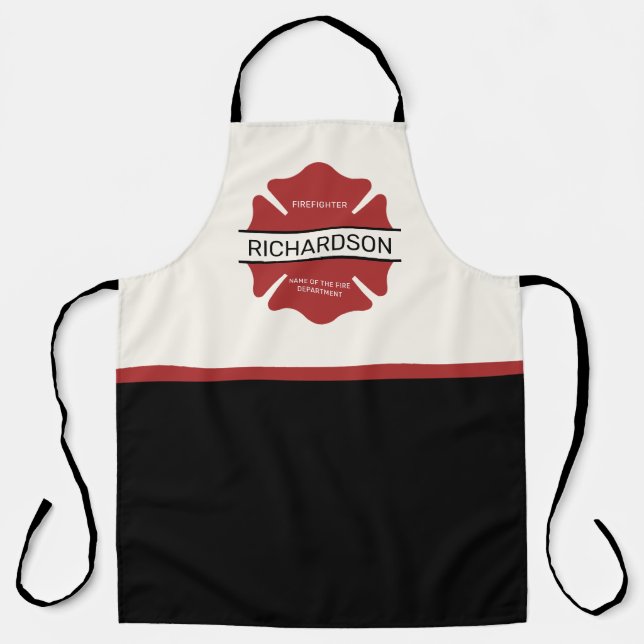 Personalized Firefighter Red Logo Symbol  Apron (Front)