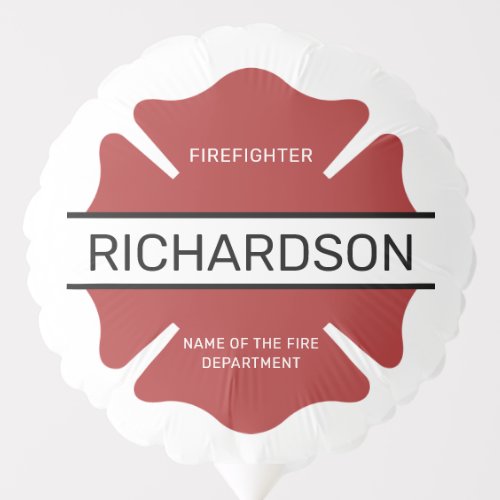 Personalized Firefighter Red Logo Symbol  Balloon