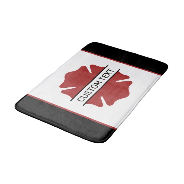 Personalized Firefighter Red Logo Symbol  Bath Mat (Angled)