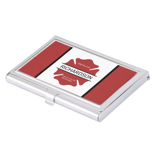 Personalized Firefighter Red Logo Symbol  Business Card Case