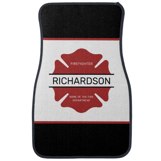 Personalized Firefighter Red Logo Symbol  Car Floor Mat (Front)