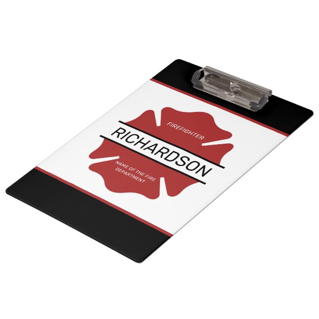 Personalized Firefighter Red Logo Symbol  Clipboard (Angled)