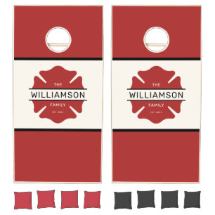 Personalized Firefighter Red Logo Symbol Cornhole Set
