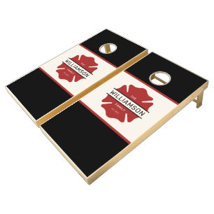 Personalized Firefighter Red Logo Symbol  Cornhole Set