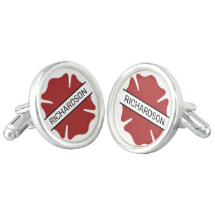 Personalized Firefighter Red Logo Symbol Cufflinks