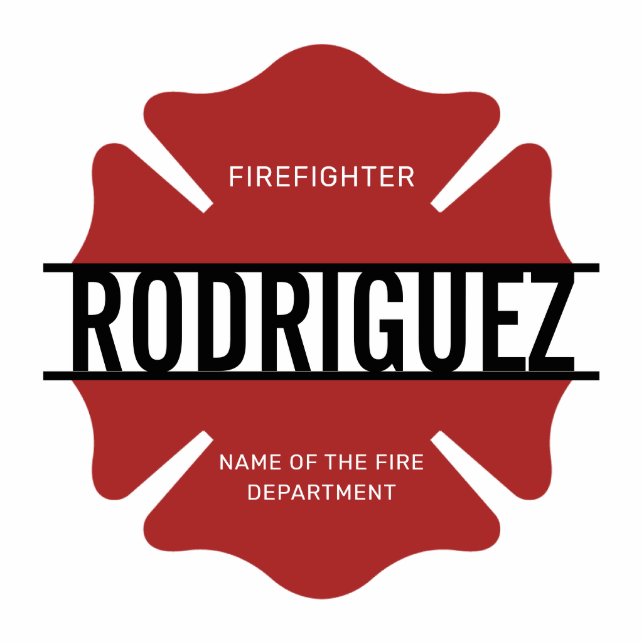 Personalized Firefighter Red Logo Symbol  Cutout  (Front)