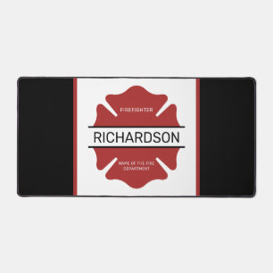 Personalized Firefighter Red Logo Symbol  Desk Mat