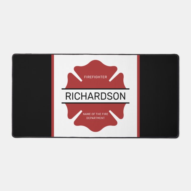 Personalized Firefighter Red Logo Symbol  Desk Mat (Front)