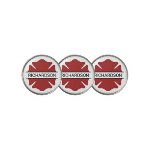 Personalized Firefighter Red Logo Symbol Golf Ball Marker