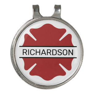 Personalized Firefighter Red Logo Symbol Golf Hat Clip