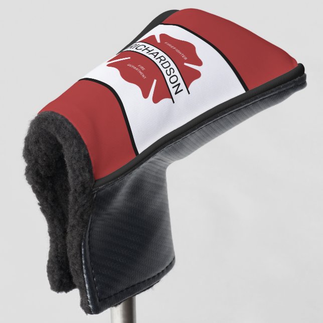 Personalized Firefighter Red Logo Symbol  Golf Head Cover (3/4 Front)