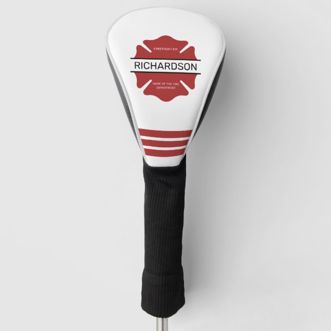 Personalized Firefighter Red Logo Symbol  Golf Head Cover (Front)