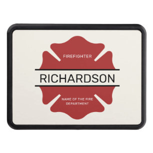 Personalized Firefighter Red Logo Symbol Hitch Cover