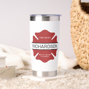 Personalized Firefighter Red Logo Symbol Insulated Tumbler