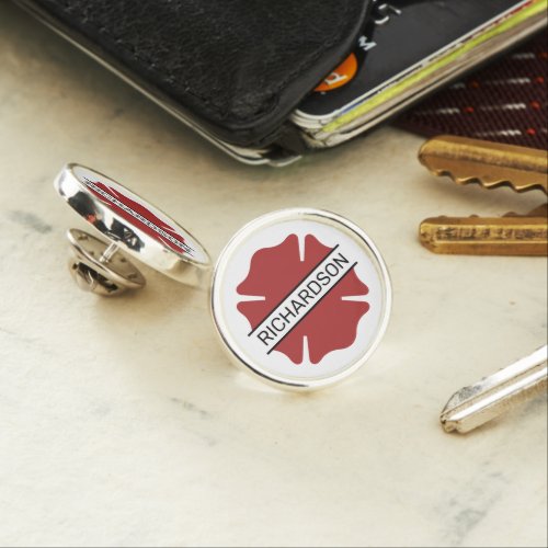 Personalized Firefighter Red Logo Symbol  Lapel Pin
