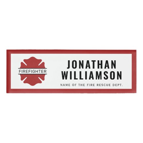 Personalized Firefighter Red Logo Symbol  Name Tag