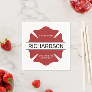 Personalized Firefighter Red Logo Symbol Napkins