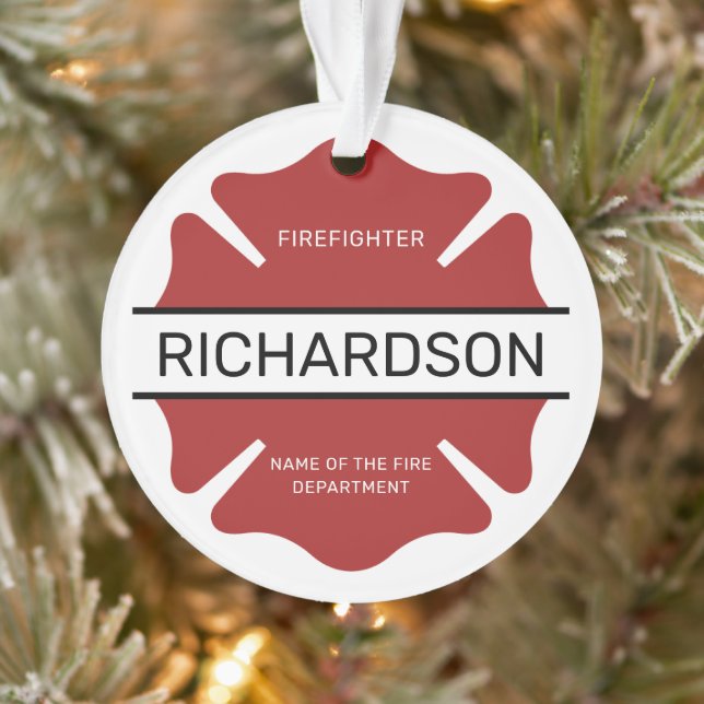 Personalized Firefighter Red Logo Symbol  Ornament (Tree)