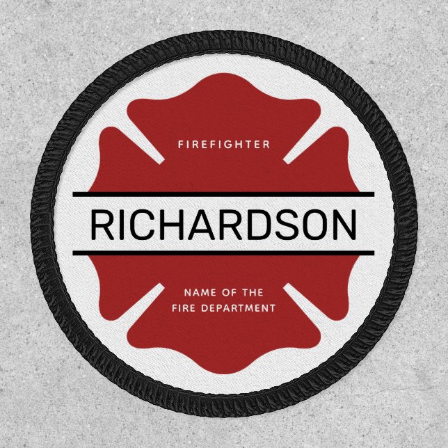 Personalized Firefighter Red Logo Symbol  Patch (Front)