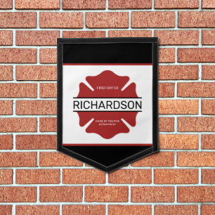 Personalized Firefighter Red Logo Symbol  Pennant