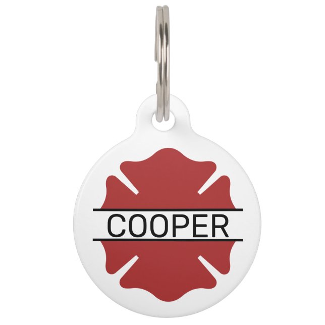 Personalized Firefighter Red Logo Symbol  Pet ID Tag (Front)