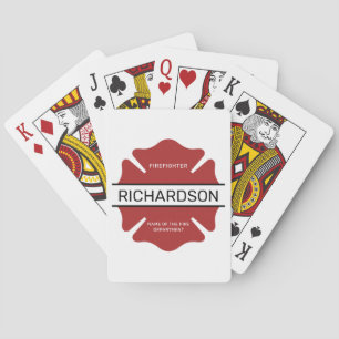 Personalized Firefighter Red Logo Symbol Poker Cards