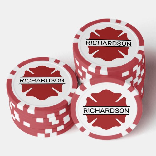 Personalized Firefighter Red Logo Symbol  Poker Chips