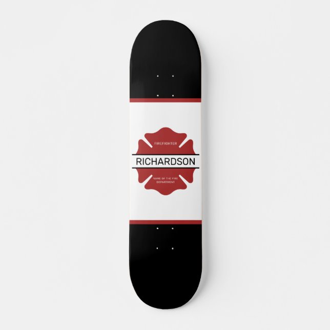 Personalized Firefighter Red Logo Symbol  Skateboard (Front)
