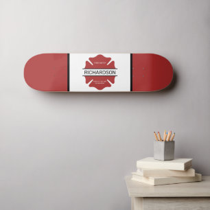 Personalized Firefighter Red Logo Symbol Skateboard