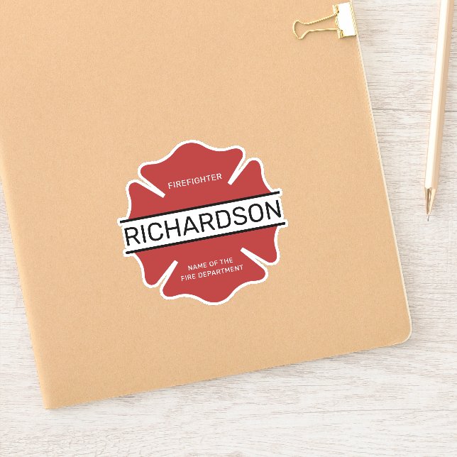 Personalized Firefighter Red Logo Symbol  Sticker (Notebook)