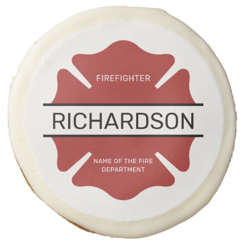 Personalized Firefighter Red Logo Symbol  Sugar Cookie