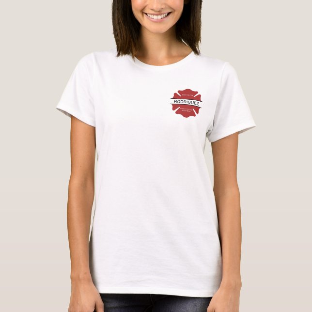 Personalized Firefighter Red Logo Symbol  T-Shirt (Front)