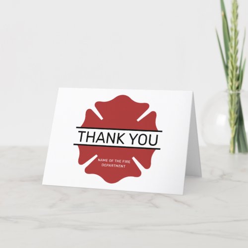 Personalized Firefighter Red Logo Symbol  Thank You Card