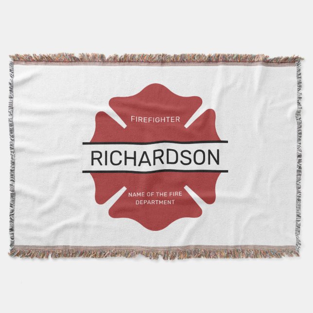 Personalized Firefighter Red Logo Symbol  Throw Blanket (Front)