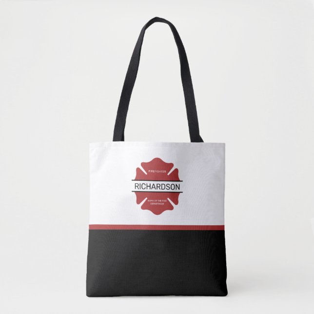 Personalized Firefighter Red Logo Symbol  Tote Bag (Front)