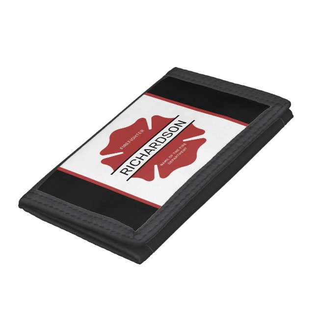 Personalized Firefighter Red Logo Symbol  Trifold Wallet (Bottom)