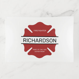 Personalized Firefighter Red Logo Symbol  Trinket Tray